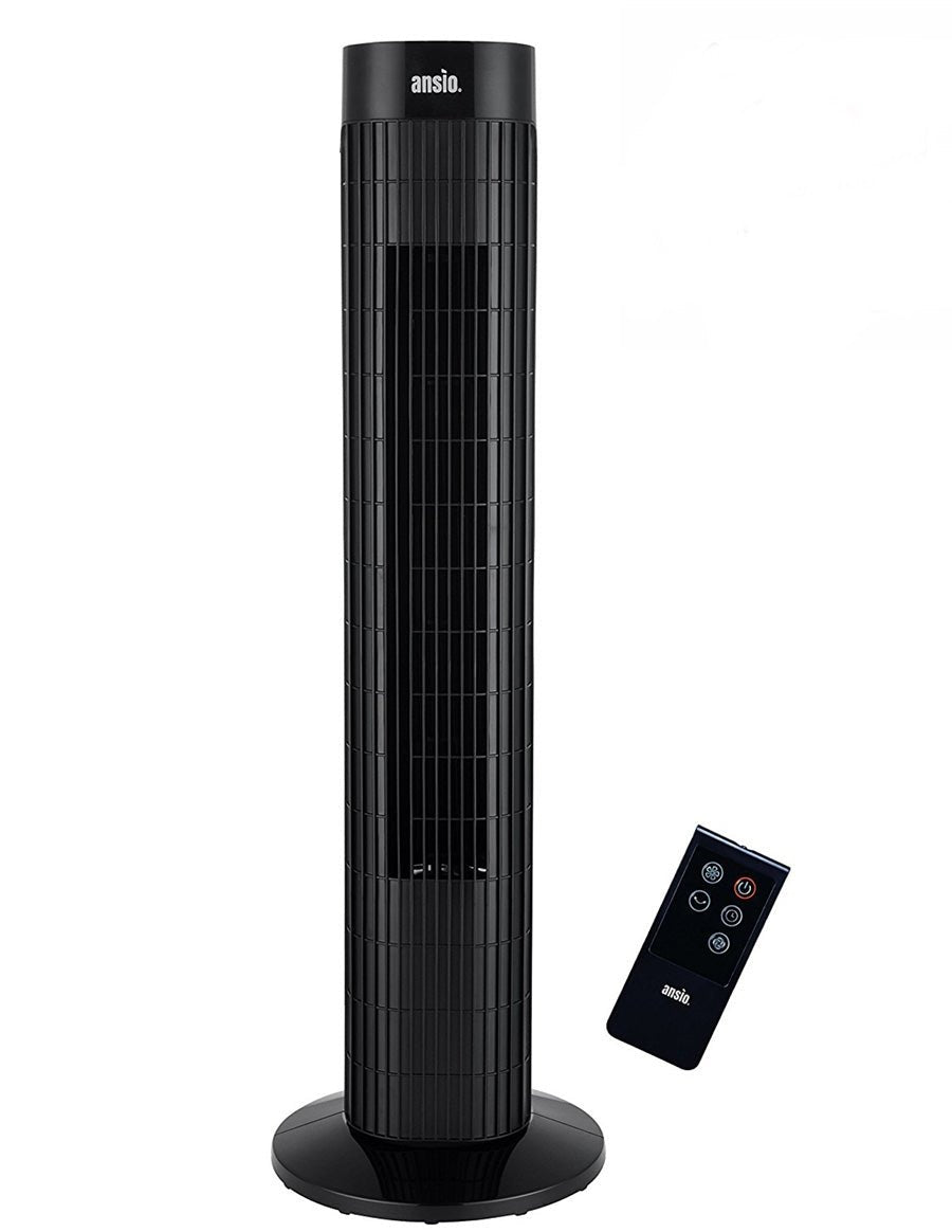 Ansio 30" Black Oscillating Tower Fan with Remote Control 220 - 240 Volts - 220 - Electronics
