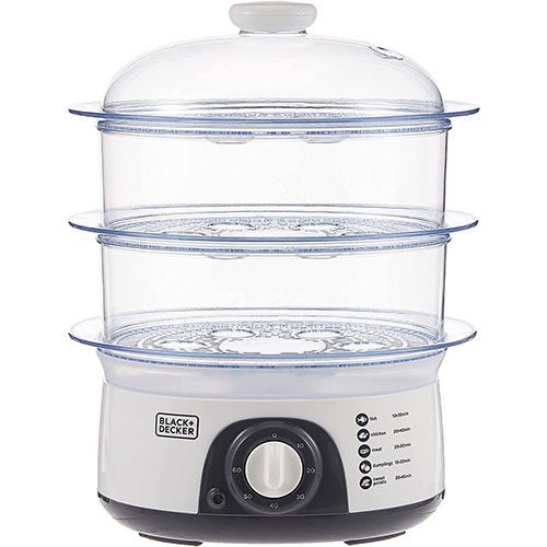 Black & Decker 220 volt steamer HS6000 10 liter 3 tier White food steamer 220v 240 volts 50 hz - 220 - Electronics