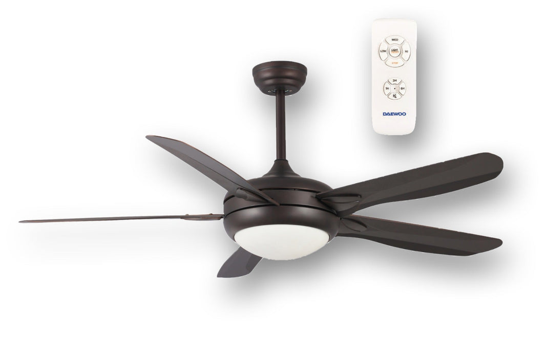 Daewoo 220 volt ceiling fan DARK BRONZE with LED light remote 5 blades 220v 240 volts 50 hz DE56CDNB01 - 220 - Electronics