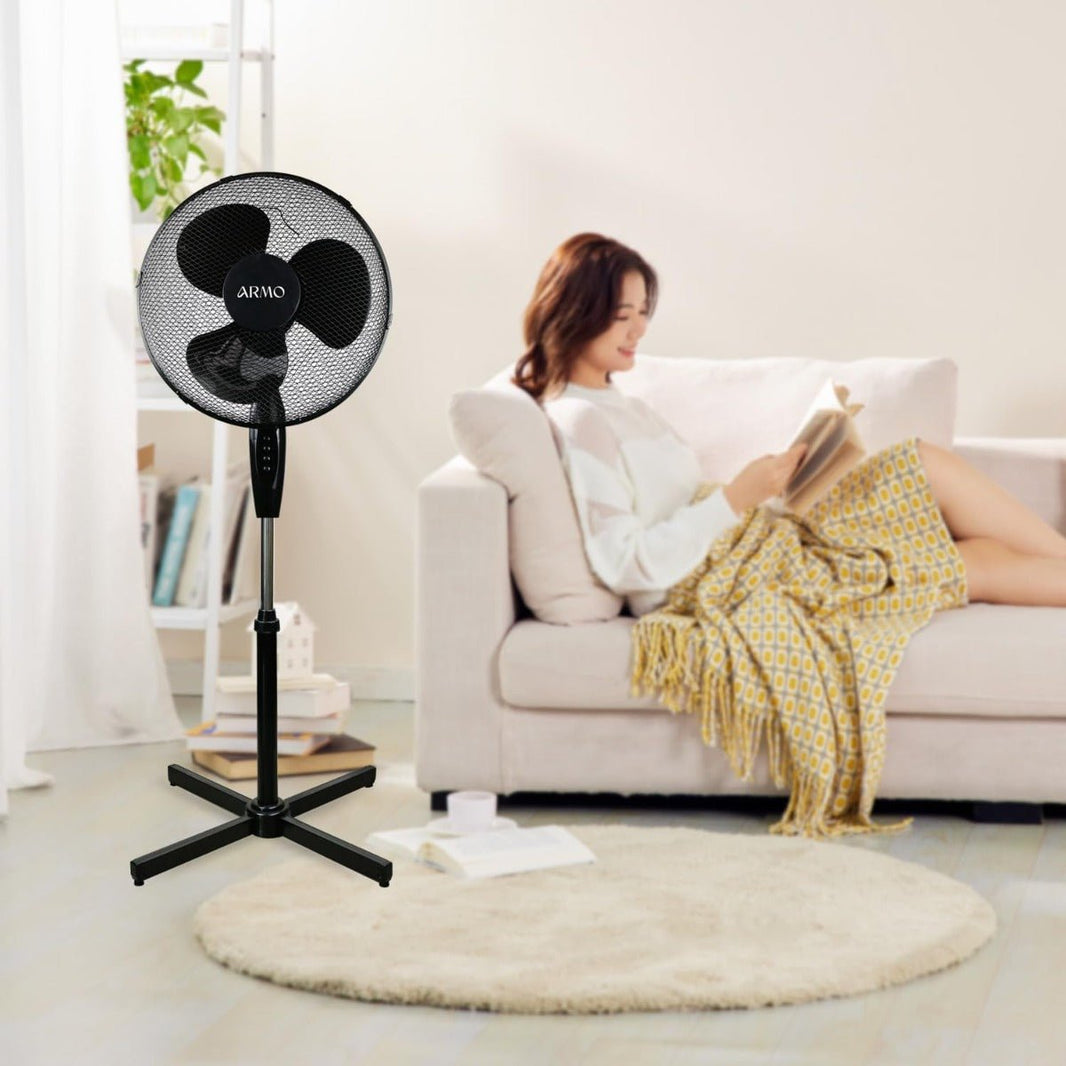 Dynastar 220 volts pedestal fan 16 inch Fan Oscillating Black 220v 240 volts 50 hz ARMOFP40A - 220 - Electronics