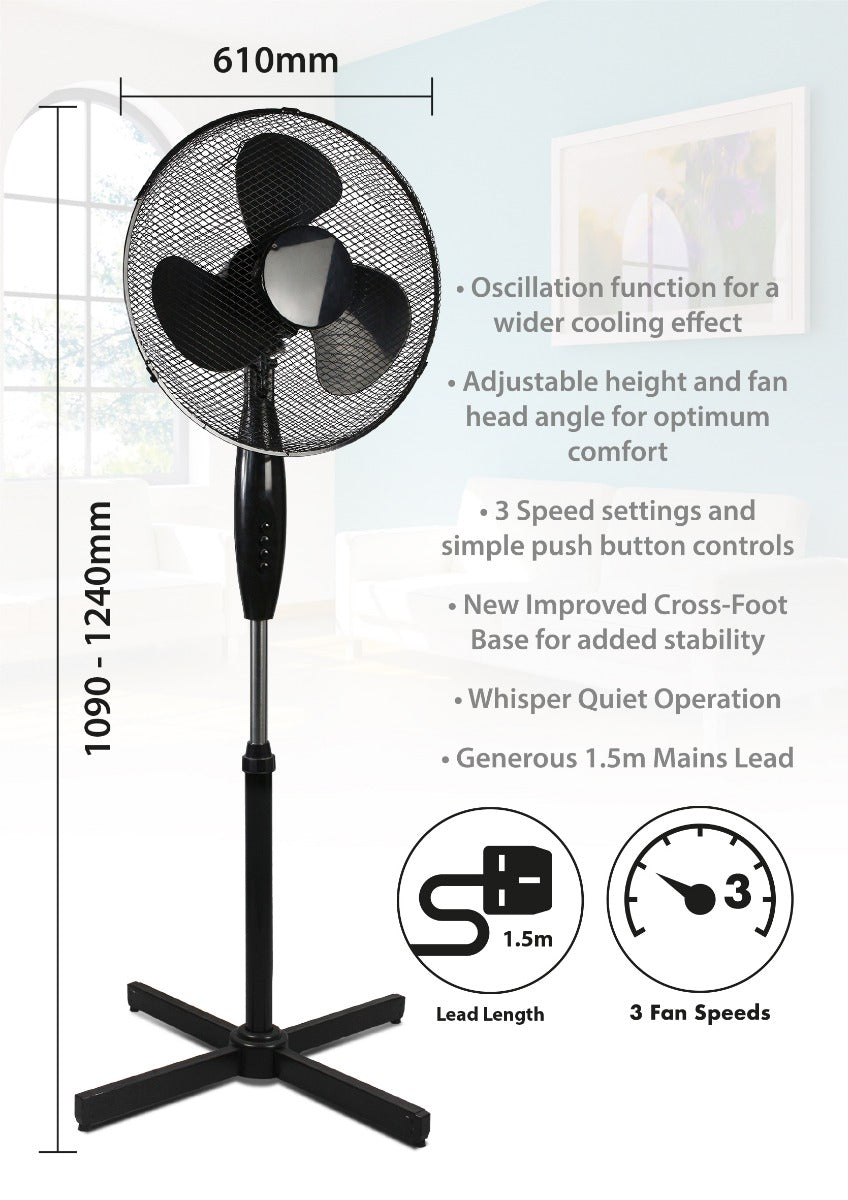 Dynastar International PREMI - AIR 220 Volts 16" Standing Fan 220v 240 volt - 220v volt electronics