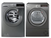 Hoover 220 Volt Washer Silver Graphite 8KG H3W58T/220/GGE Washing Machine and Hoover 220 volt Dryer HLEC8TR/220v/GR SET - 220 - Electronics
