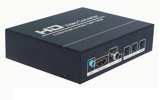 A black International KDV-7200 Video Converter box with various input and output ports.