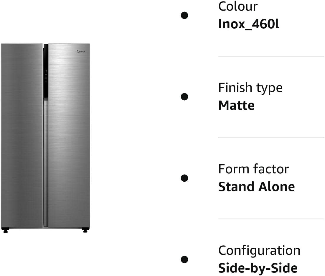 Midea 220 volts Side by Side refrigerator Fridge 460 liter Silver 220v 240 volts 50 hz MDRS619FGF46220v - 220 - Electronics
