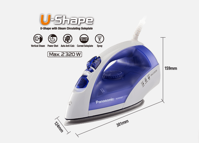 Panasonic 220v steam iron NI - E510 1950 Watts Steam Iron 220 volt 240 volts 50 hz - 220 - Electronics
