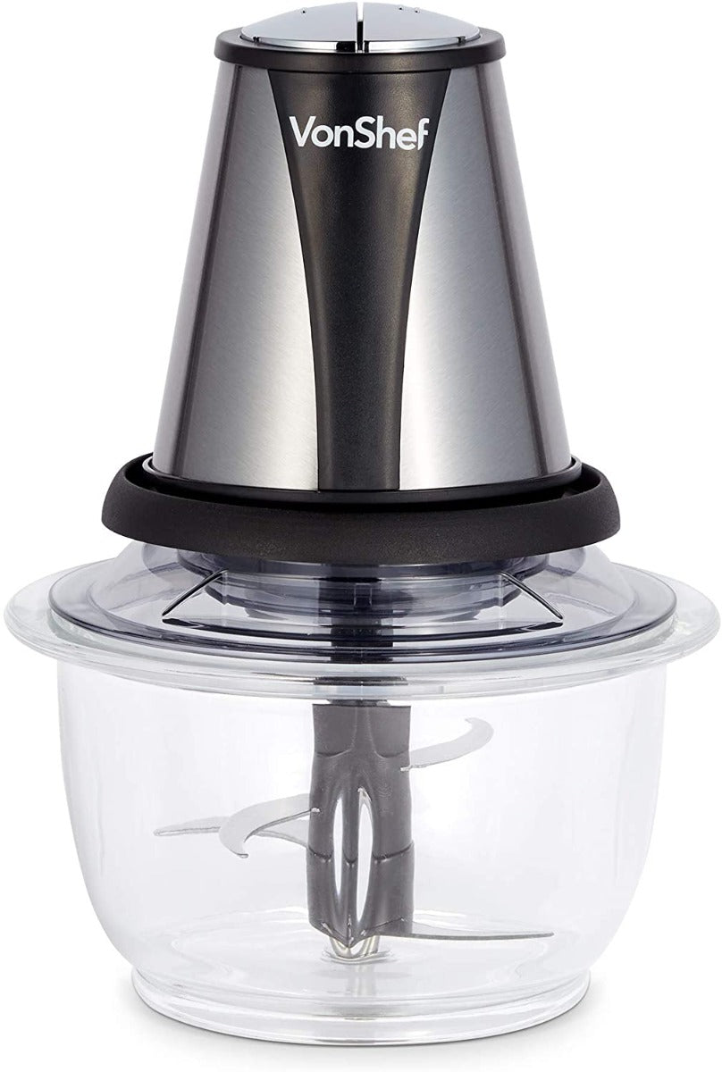 Vonshef 220 volt Mini Chopper 400 Watts 1.2 liter 5 - CUP Glass Bowl Chopper Blender 2000068 220v 240 volt 50 hz - 220 - Electronics