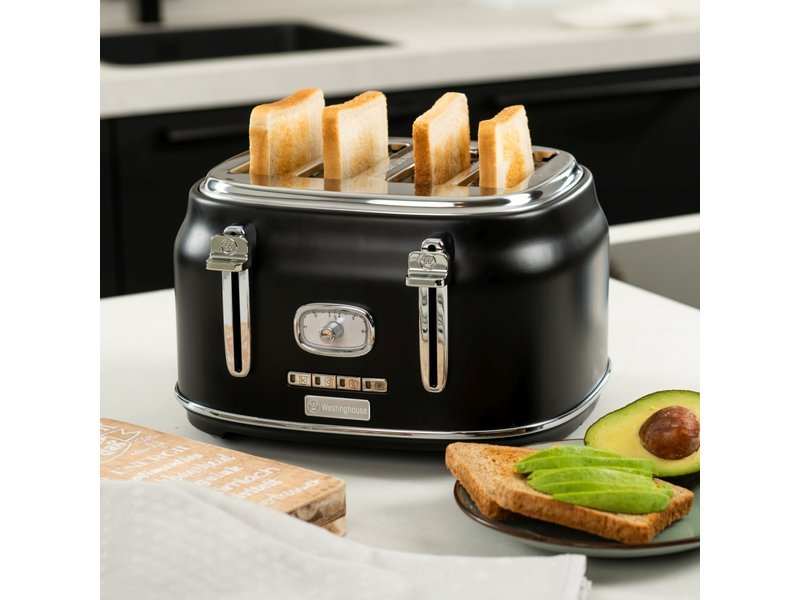 Westinghouse 220 volt 4 Slice Wide Slot 1750W Toaster Black/Silver 220v WKTTB809 - 220 - Electronics