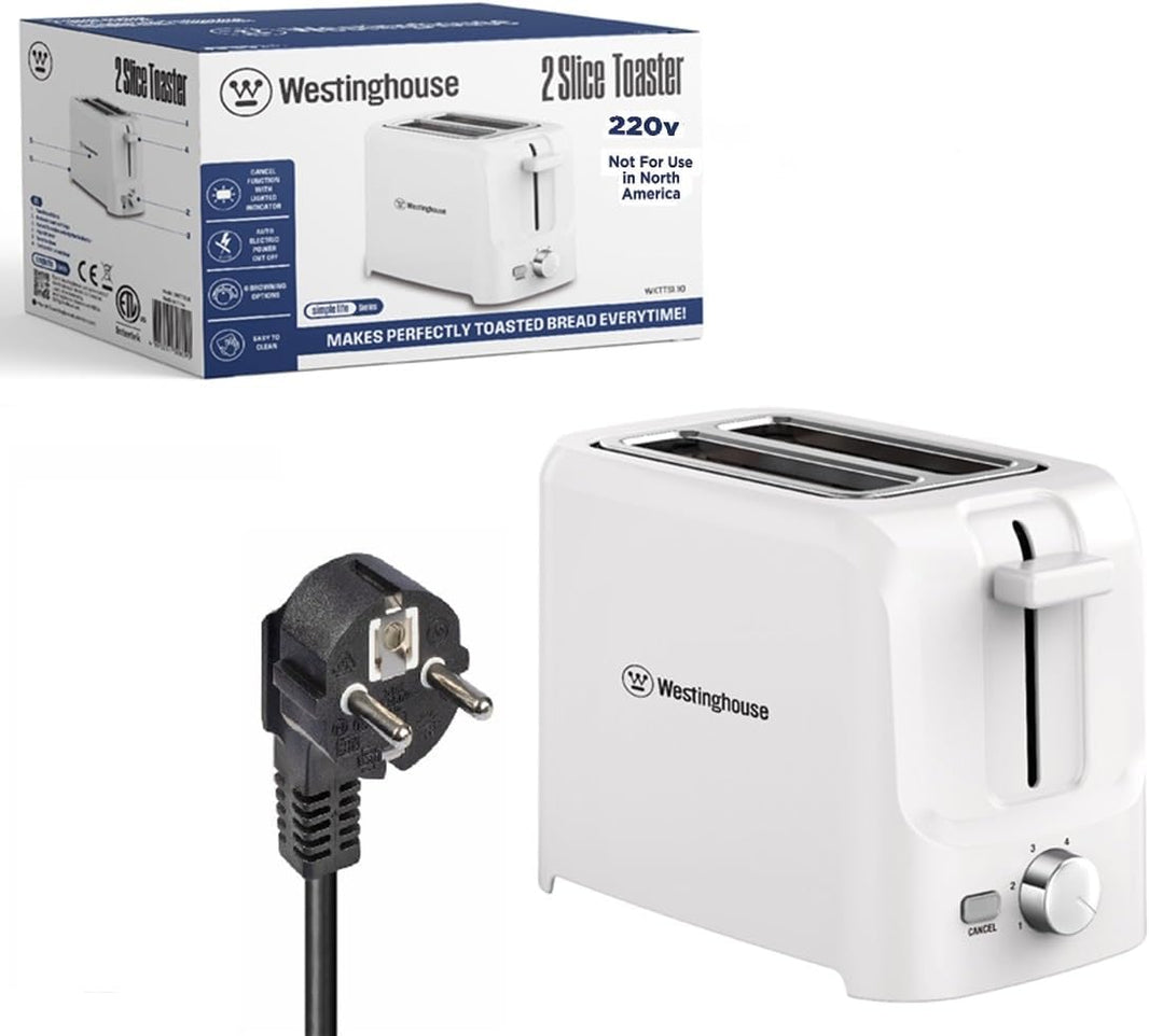 Westinghouse 220 volts toaster 2 slice white color 220v 240 volts - 220 - Electronics