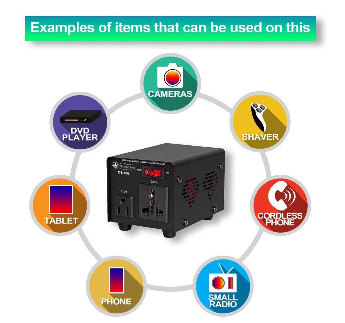 100 Watt Diamond Series Type 3 Voltage Converter MODEL DS - 100 - 220 - Electronics