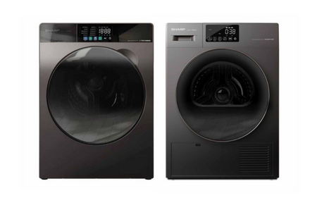 Sharp 220 Volt Front Load Washer and Dryer Set – 8.5kg Washer with 9kg Heat Pump Dryer 220V 50Hz ESFW85S & KDHT9JP