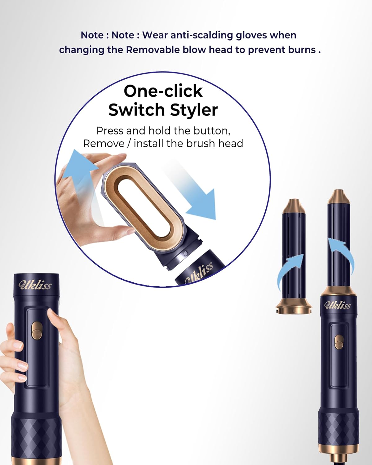 Airstyler with Automatic Hair Curler, Hair Straightener, Thermal Brush, Hot Airbrush complete styler kit model WK622W - 220v volt electronics