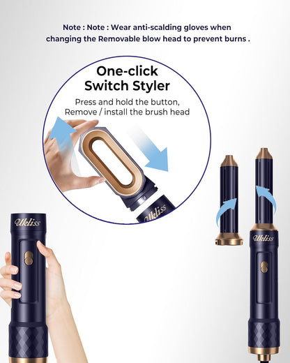 Airstyler with Automatic Hair Curler, Hair Straightener, Thermal Brush, Hot Airbrush complete styler kit model WK622W - 220v volt electronics
