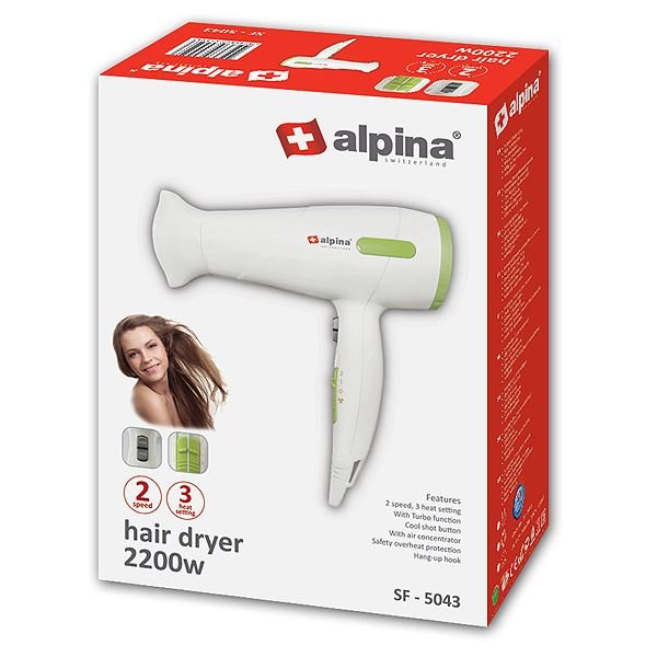 Alpina SF - 5043 Powerful 2200 Watts Turbo 220 volt Hair Dryer 220v 240 volts 50 hz - 220 - Electronics