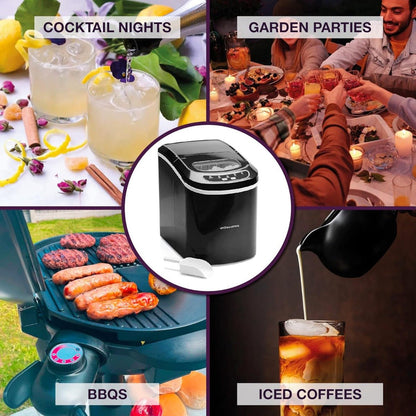 Andrew James 220 volt ice maker Countertop Ice cube maker 2.2 Liter 12KG in 24 Hours ice maker BLACK 220v 50hz 240 volts 50 hz - 220 - Electronics
