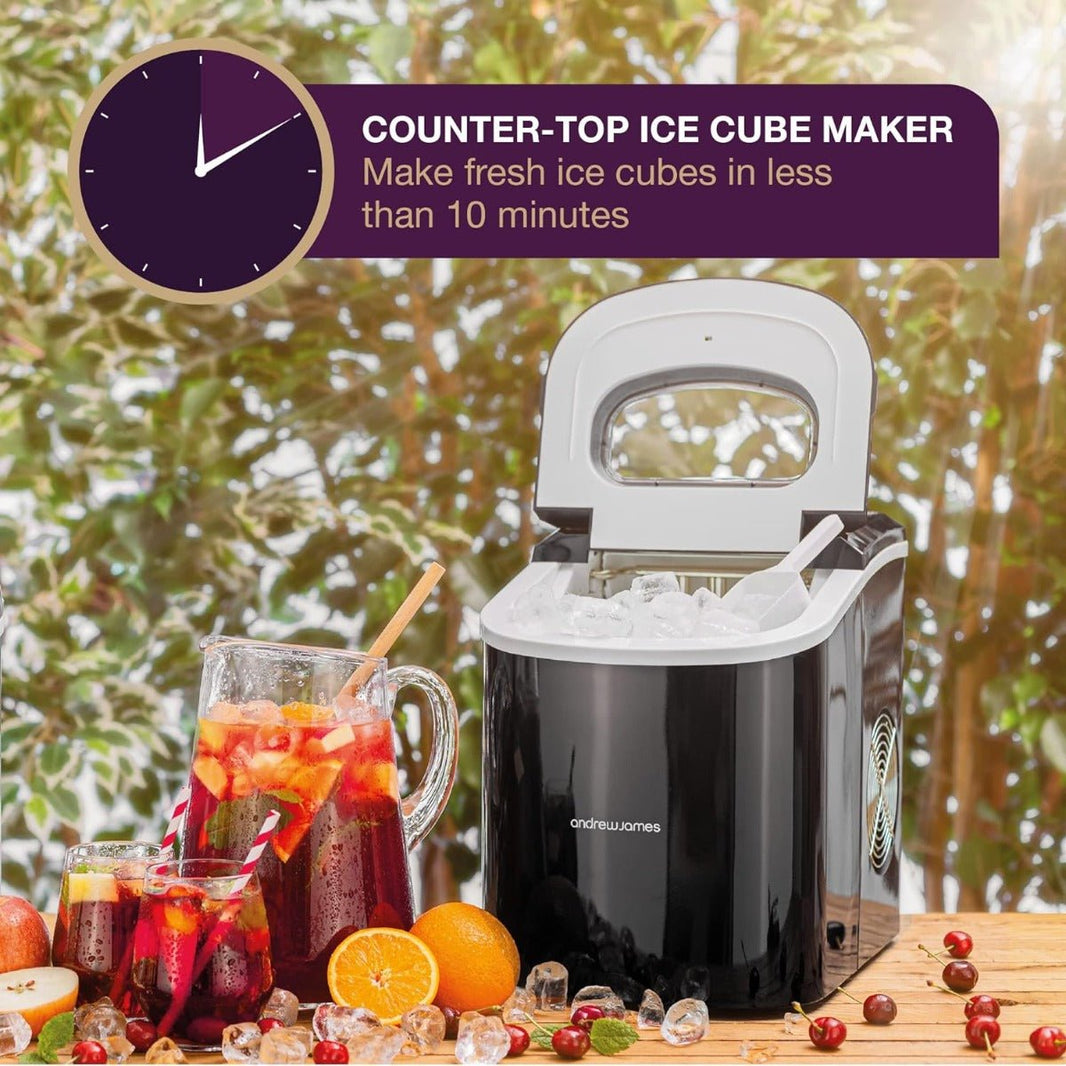 Andrew James 220 volt ice maker Countertop Ice cube maker 2.2 Liter 12KG in 24 Hours ice maker BLACK 220v 50hz 240 volts 50 hz - 220 - Electronics