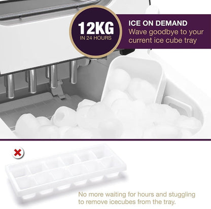 Andrew James 220 volt ice maker Countertop Ice cube maker 2.2 Liter 12KG in 24 Hours ice maker BLACK 220v 50hz 240 volts 50 hz - 220 - Electronics
