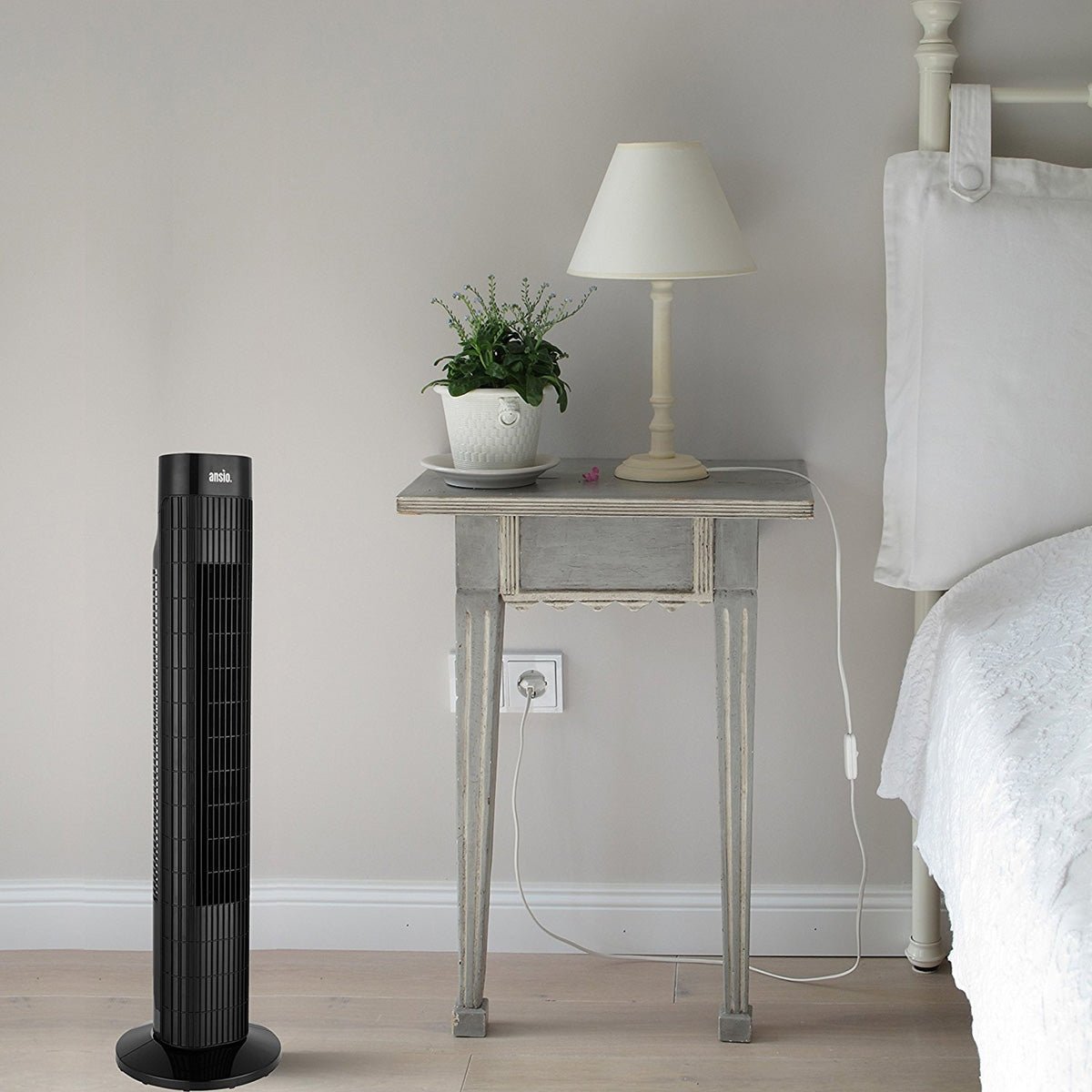 Ansio 30" Black Oscillating Tower Fan with Remote Control 220 - 240 Volts - 220 - Electronics