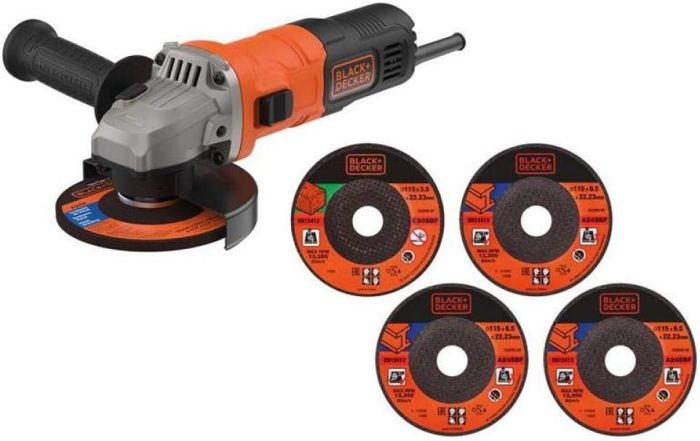 Black and Decker 220 volt Angle grinder with 5 cutting discs BEG010A5GB220v 115 mm 220 volt 240 volts - 220 - Electronics