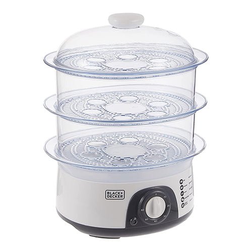 Black & Decker 220 volt steamer HS6000 10 liter 3 tier White food steamer 220v 240 volts 50 hz - 220 - Electronics