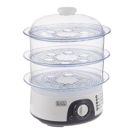 Black & Decker 220 volt steamer HS6000 10 liter 3 tier White food steamer 220v 240 volts 50 hz - 220 - Electronics
