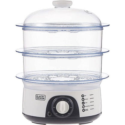 Black & Decker 220 volt steamer HS6000 10 liter 3 tier White food steamer 220v 240 volts 50 hz - 220 - Electronics