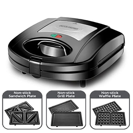 Black & Decker sandwich maker waffle maker and Grill TS2130 - B5 3 in 1 Sandwich Waffle Maker & Grill for 220v 240 volts 50 hz - 220 - Electronics