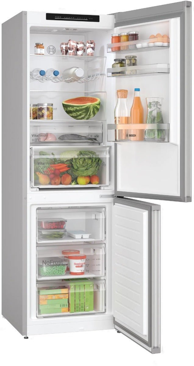 Bosch KGN362LDFG 220 volt bottom mount refrigerator 13 CU FT Silver Finish Refrigerator 220v 240 volts 50 hz - 220 - Electronics