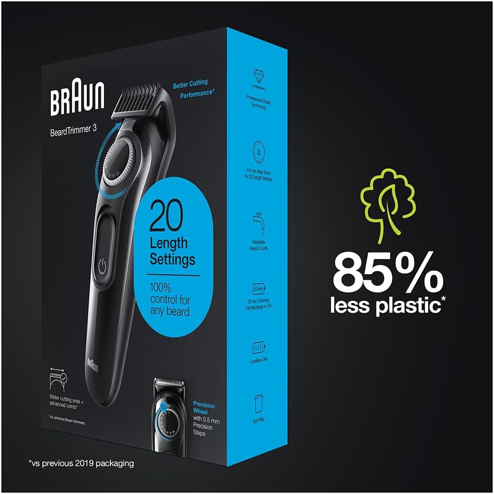 Braun BT3300 220v Euro Plug Cordless Beard Trimmer With 20 Length Settings 220 volt - 220v volt electronics