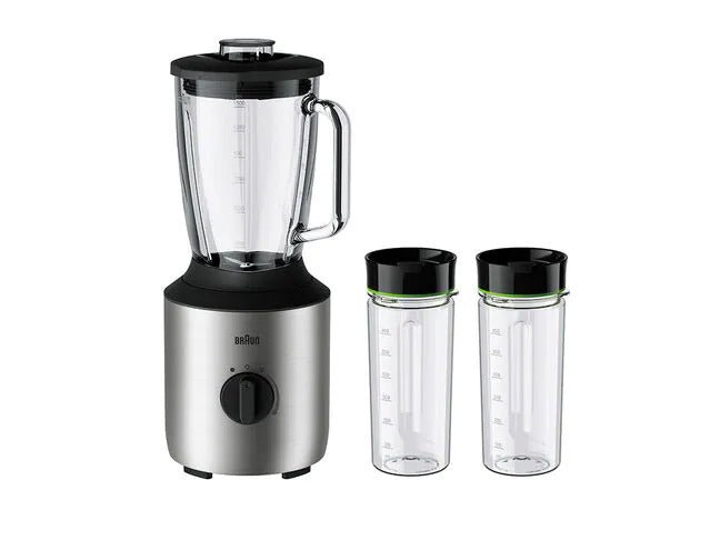 Braun JB3272SI 800 Watts Power Blender with Glass Jar & Two Smoothie c