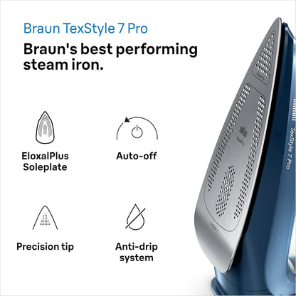 Braun SI7160BL 220V Professional Steam Iron – Heavy Duty 3000W Clothes Iron for International Use 220 volt - 220v volt electronics