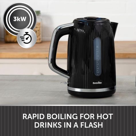 Breville 220 volts kettle black Fast Boil Black and Silver color 3kW 1.7 liters 220v 240 volt VKT221220v - 220 - Electronics