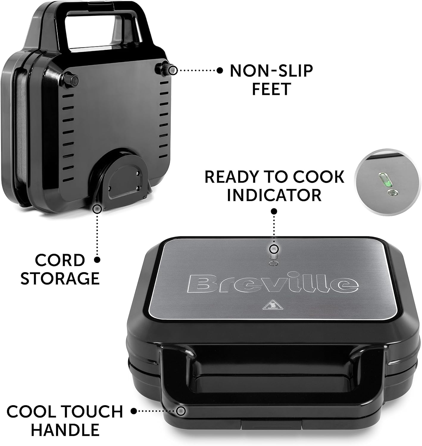Breville 220v Sandwich waffle panini maker non - stick high quality 220 volt heavy duty VST098220v - 220v volt electronics
