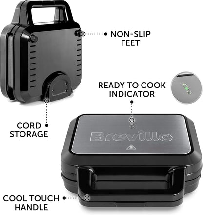Breville 220v Sandwich waffle panini maker non - stick high quality 220 volt heavy duty VST098220v - 220v volt electronics
