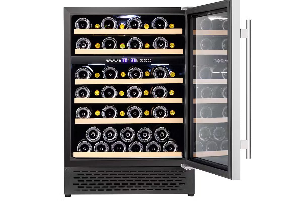 Cata 220 volt Designer series wine fridge integrated Built in under counter wine cooler 220v 46 bottle dual zone reversible door UBSSWC60220v - 220v volt electronics