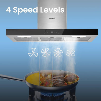 Comfee KWH90TSHM77 220 volts 36 inch range hood extractor fan recirculating and ducted 90cm - 220 - Electronics