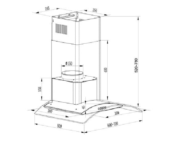 Culina 220 volt range hood 70 cm extractor fan kitchen hood CATAUBSCG70SS 30 inch 220 volts 220v - 220 - Electronics