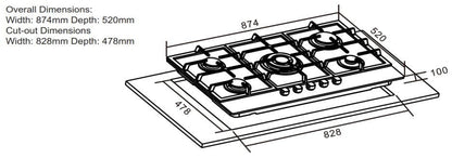 Culina 36 inch 220 volts gas cooktop lg lpg or natural gas 220v 240 volts 90 cm UBGOG901BK stovetop - 220 - Electronics