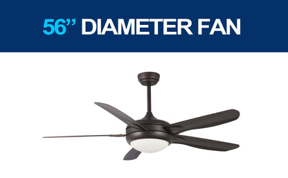 Daewoo 220 volt ceiling fan DARK BRONZE with LED light remote 5 blades 220v 240 volts 50 hz DE56CDNB01 - 220 - Electronics