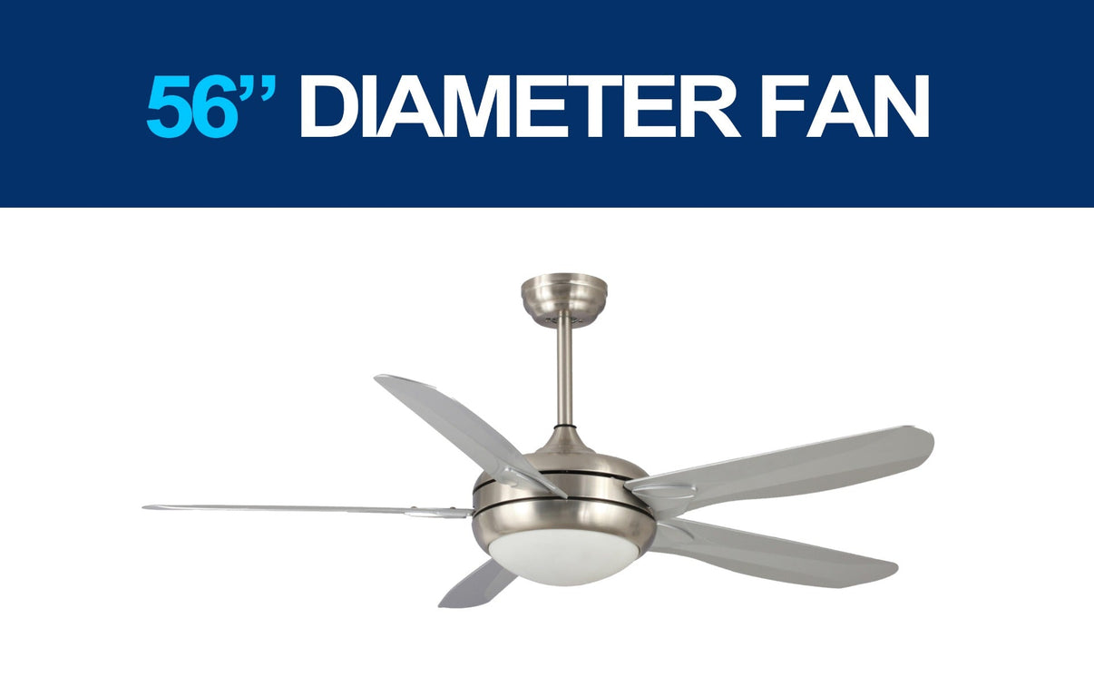 Daewoo 220 volt ceiling fan Nickel with LED light remote 5 blades 220v 240 volts 50 hz DE - 56CFB01 - 220 - Electronics