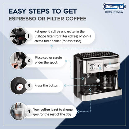 Delonghi 220 volt espresso cappuccino and filter coffee maker Espresso Coffee Machine 220v 240 volts 50 hz BCO420 - 220 - Electronics