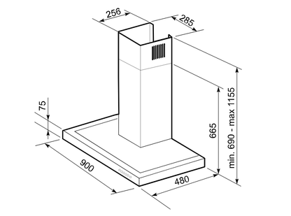 Delonghi 220 volts range Hood kitchen exhaust vent chimney hood 36 inch 90 cm DCH9006FSS220v - 220 - Electronics