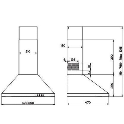 Delonghi 220 volts range Hood kitchen exhaust vent parymid chimney hood 36 inch 90 cm DCH900SS220v - 220 - Electronics