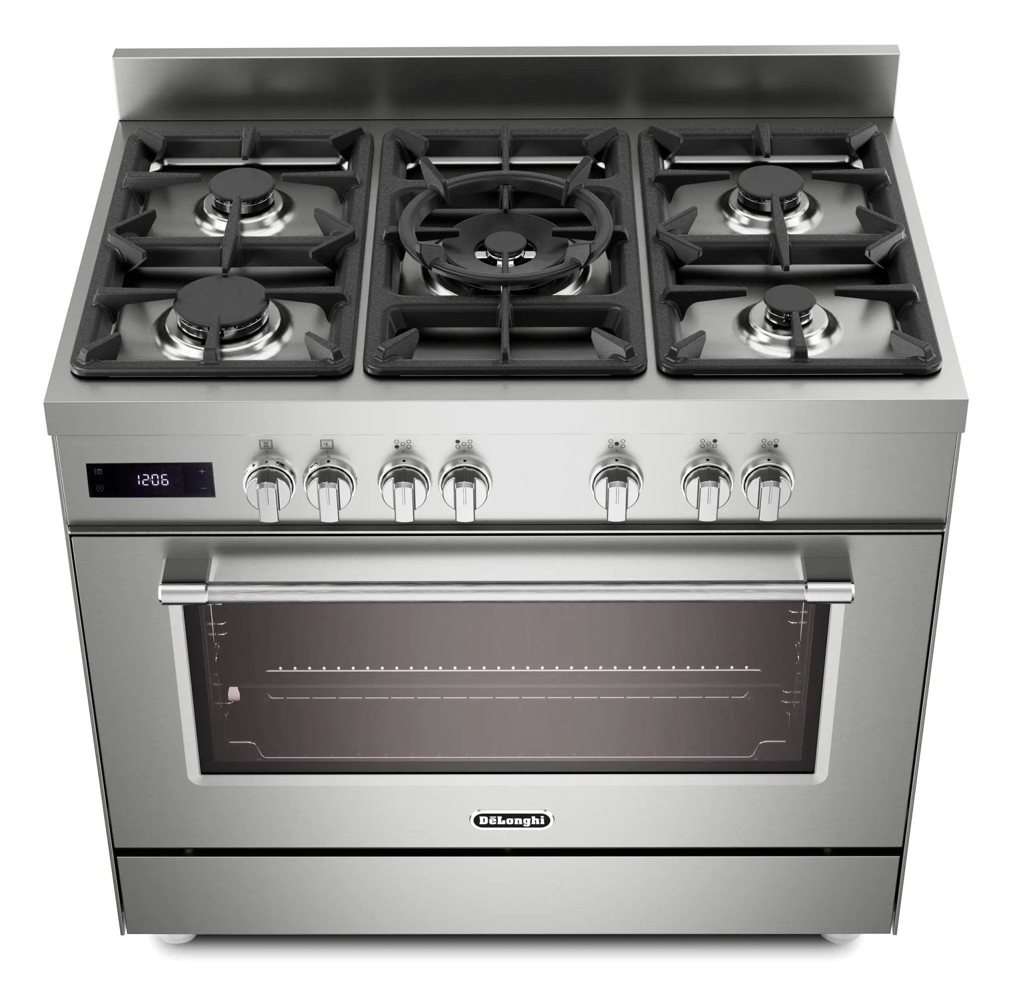 Delonghi 90CM Gas Range Stove 220v 240 volts Multifunctional with 5 burner, cast iron, and Conection oven 220 volt 50 hz PRO965MXX220v - 220v volt electronics
