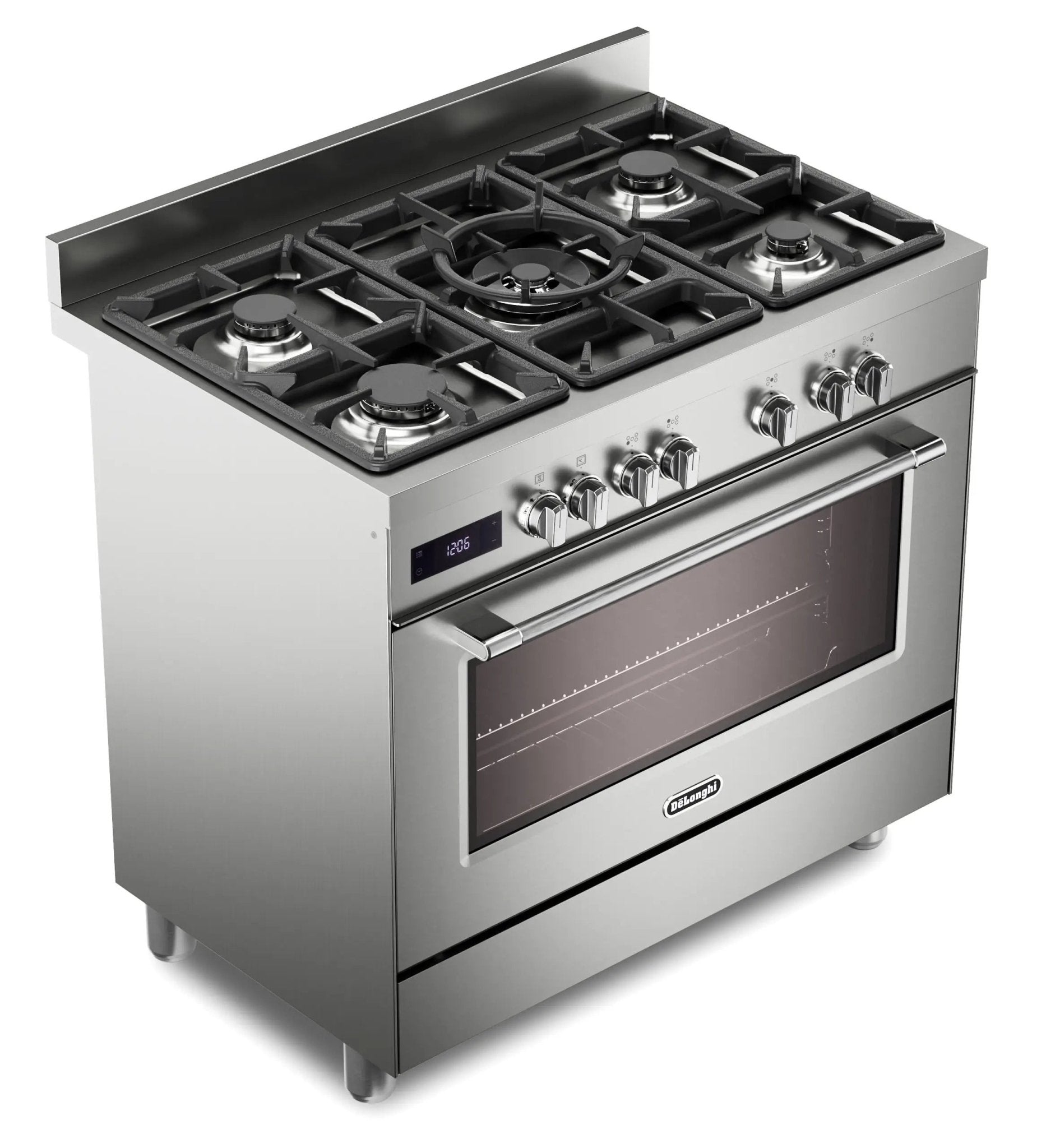 Delonghi 90CM Gas Range Stove 220v 240 volts Multifunctional with 5 burner, cast iron, and Conection oven 220 volt 50 hz PRO965MXX220v - 220v volt electronics
