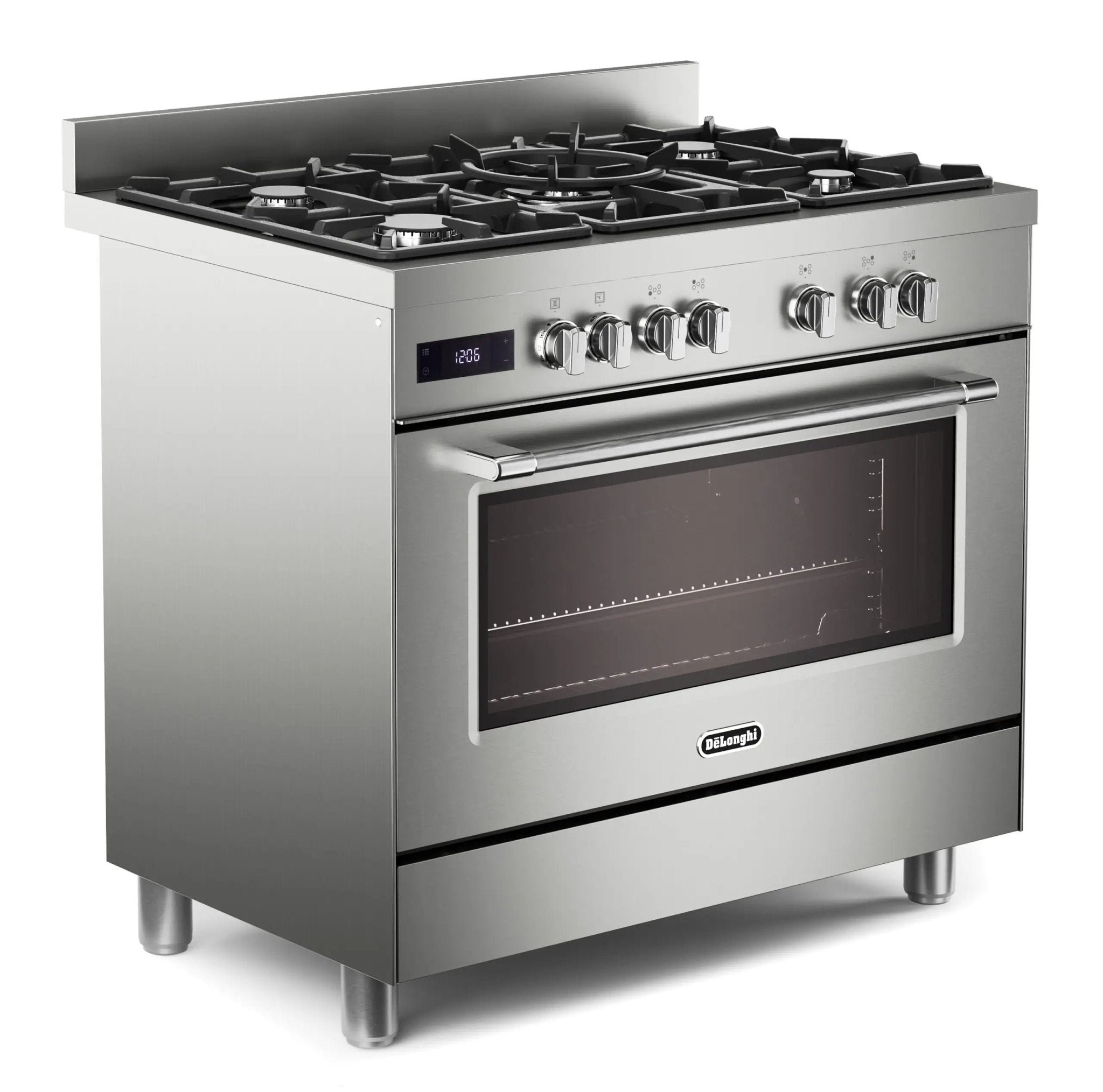 Delonghi 90CM Gas Range Stove 220v 240 volts Multifunctional with 5 burner, cast iron, and Conection oven 220 volt 50 hz PRO965MXX220v - 220v volt electronics