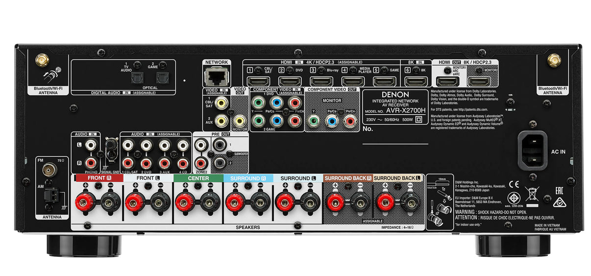 Denon AVC - X2700H 220 volt AV Receiver amplifier 7.2 Channel 8k bluetooth HEOS 220v 240 volt - 220 - Electronics