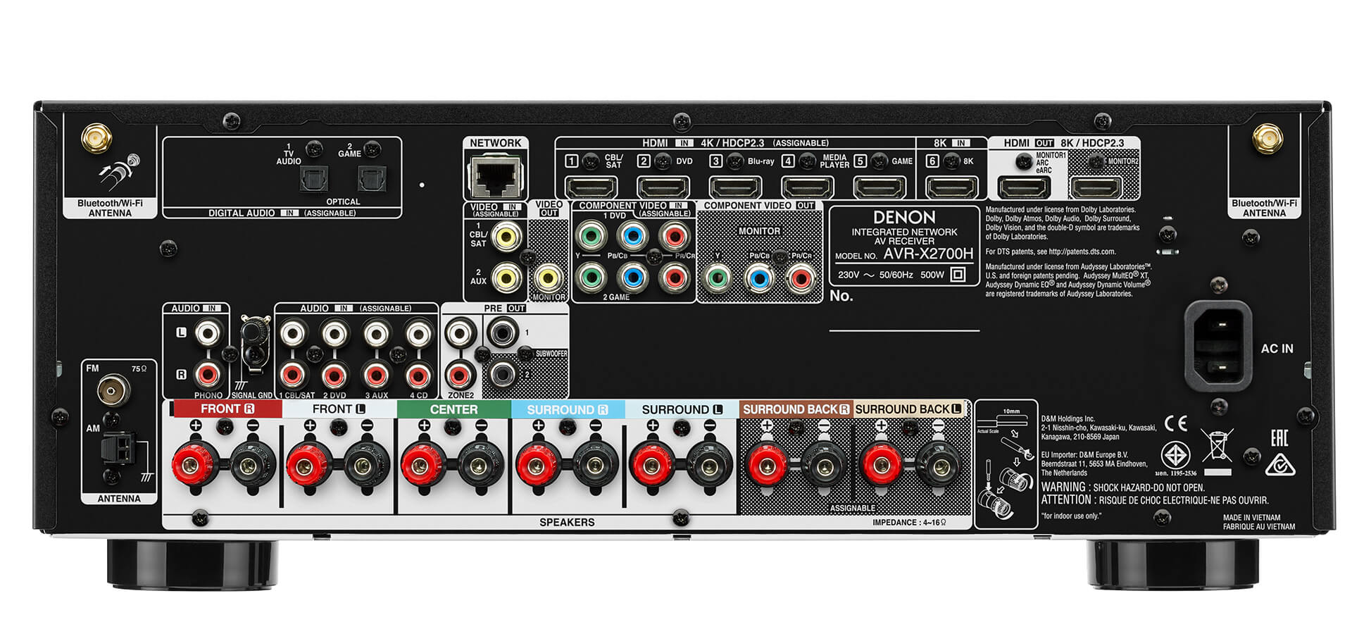 Denon AVC - X2700H 220 volt AV Receiver amplifier 7.2 Channel 8k bluetooth HEOS 220v 240 volt - 220 - Electronics