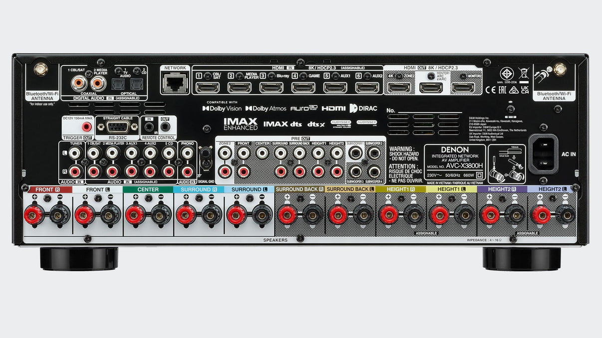 Denon AVC - X3800H 220 volt AV Receiver Amplifier 9.4 Channel 8k Bluetooth HEOS 220v 240 volt - 220 - Electronics
