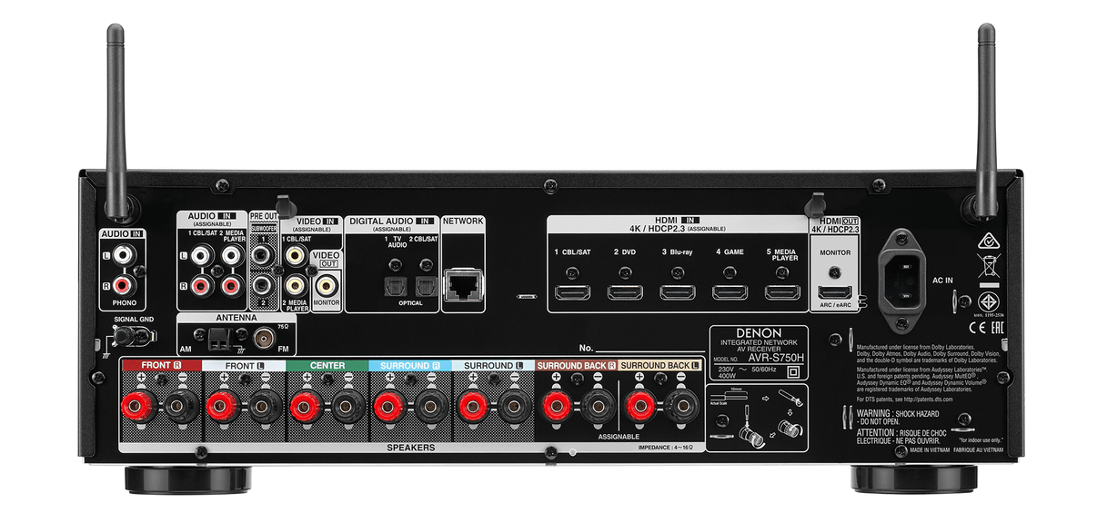 Denon AVR - S750H 220 volts AV Receiver Amplifier 5.1 Ch. 4K Ultra HD with Bluetooth 220v 240 volt - 220 - Electronics