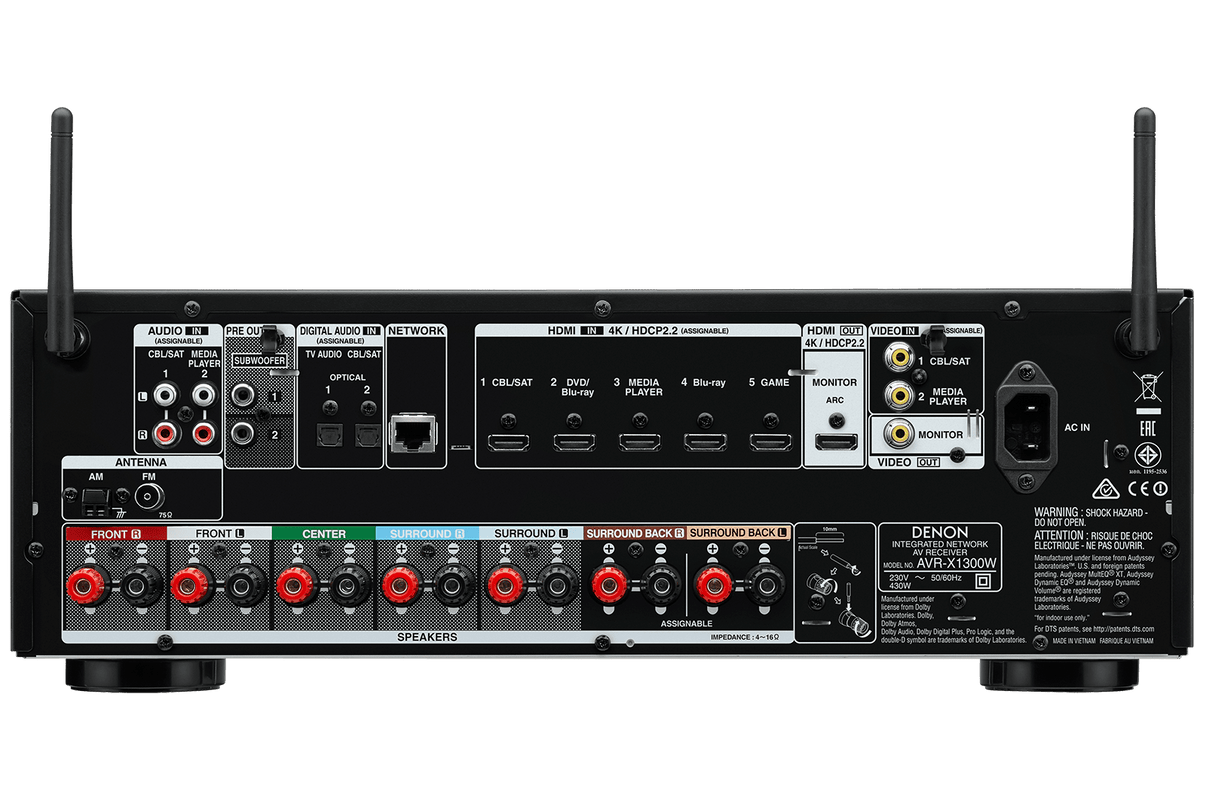 Denon AVR - X1300W 7.2 Channel 220 Volt Audio/Video Receiver with Wi - Fi - 220 - Electronics